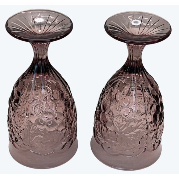 2 Noritake Arbor Cranberry Iced Tea Glasses Grapes 7 1/4" - Picture 4 of 5